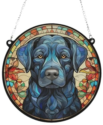 Image Industry Labrador Black Stained Glass Effect Suncatcher - Garden Gift - Dog Gift - Pet Memorial (19cm)