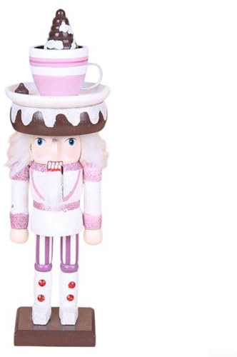 Nutcracker Ornaments, 24CM Wooden Nutcracker Ornaments Puppet for TRADITIONAL for PINK Christmas Party Decoration(A)