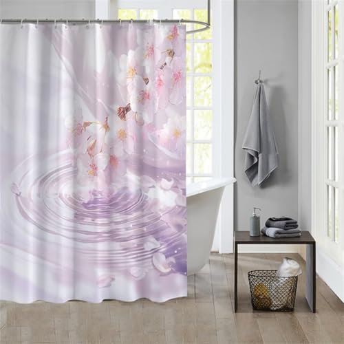 Duschvorhang PeachShower Curtain Curtains, Duschvorhänge Duschrollo 180x200cm Duschvorhang Mit Gewicht Badewanne, Duschrollo, Badewanne Duschvorhang Textil Stoff Waschbar Bad Vorhang Badevorhang 965