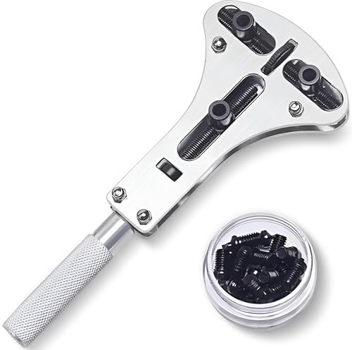 WedDecor Watch Opening Case Tool – Adjustable Back Cover Remover Wrench with 15 Pins & Stainless Steel Holder, Professional Watch Repair Tool for Battery Replacement Maintenance & Case Adjustment