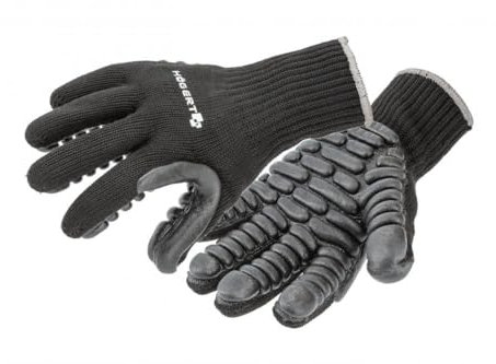Högert Technik BROL Gants de protection anti-vibrations avec revêtement en polyuréthane - Noir - Taille 9 - Absorbe les chocs - Résistant à l'abrasion - Idéal pour travailler avec des outils lourds