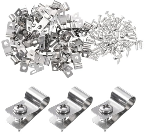 QUARKZMAN 60 st. trådstakets klipp 6 mm rostfritt stål staket trådklämmor Lantbruksstaket monteringsklipp med 60 st. skruvar för fästning av 12-16 Gauge trådar