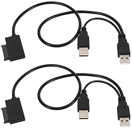 2X Slim Sata Cable USB 2.0 A 7 6 Alimentación Externa para Laptop Adaptador Convertidor Sata