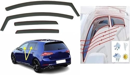 KLFDT Auto Windabweiser für VW MK7 Volkswagen Golf 7 Hatchback 5 puertas R GTI GT 2012-2020,Car Windabweiser Regenabweiser Abweiser Deflektoren Einfache Montage Markise