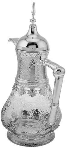 GLEAVI Pichet à Boisson En Verre Moyen-oriental 1,6 l Couvercle En Verre, Théière à Bec Verseur Ergonomique, Pour Usage Familial Et Boissons Froides, Cruche Décorative Pour Réfrigérateur