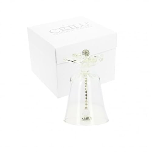 Campana in vetro trasparente decorata con fiore in cristallo bomboniera per comunione, cresima, matrimonio, SD 25GD2013