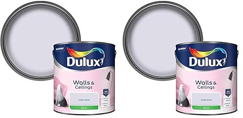 Dulux Silk Emulsion Paint For Walls And Ceilings - Violet White 2.5 Litres (Pack of 2)