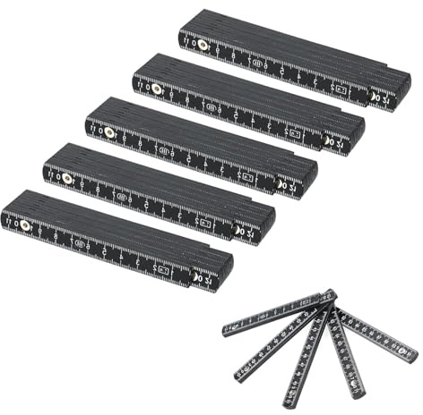 Gurxi 5 pièces Mètre pliant 1m avec échelle d'angle Nombres grands et très lisibles Encliquetage précis plastique Pour Les Menuisiers Les Chantiers De Construction Les Projets De Bricolage