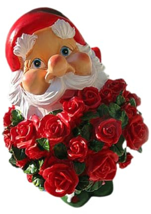 SOLUSTRE Holding Rose Resin Garden Gnome Figurine Decorative Dwarf Craft for Outdoor Patio Fairy Garden Lawn and Home Decor Space Saving Romantic Statue Gift