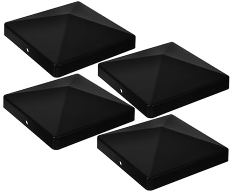 Pfostenkappe,Zaunpfosten Kappen 4 Sets Deck Pyramide Spalte Abdeckung Zaun Protector Post Kappe Kunststoff Schwarz Garten Kappen