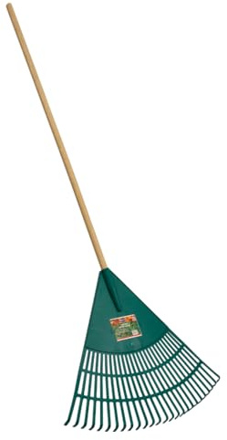 FARM-TUFF 24 Inch Leaf & Lawn Rake with 48 Inch Hardwood Handle - Extra-Wide, Durable Rake for Lawns, Gardens, and Yard Cleanup
