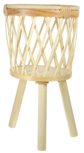 Lurrose Support Pot Fleur Bambou Tissé sur Pied Bac Fleur Balcon Bambou Jardinière Intérieur Extérieur Étagère Plante Naturelle et Stable