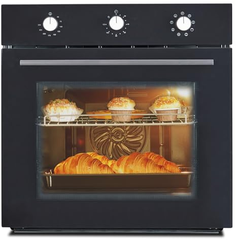 24 Inch Built-in Electric Single Wall Oven, 2.5 Cu.ft Stainless Steel Convection Oven with 8 Cooking Functions, Mechanical Knob Control, 500℉ Max Temperature, 3-Layer Tempered Glass Door