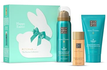 RITUALS The Ritual of Karma Cofre de Regalo de Edición Limitada – Espuma de Ducha 50 ml, Aceite Corporal Iluminador 30 ml y Crema Corporal 70 ml – Flor de Loto y Té Blanco