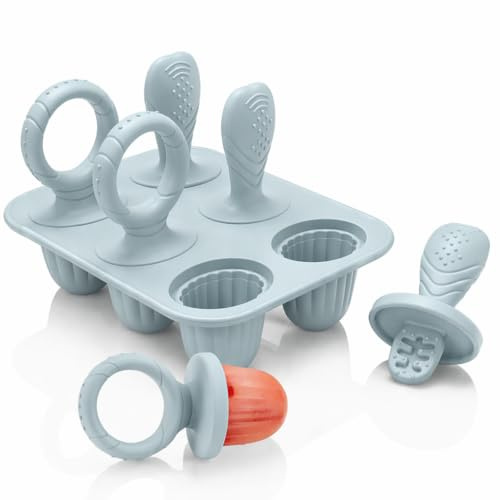 Moule à Glace pour Bébé, 6X 17ML Mini Moule Crème Glacée en Silicone Bleu | Réutilisables sans BPA, 6 Moules à Popsicle Enfant avec Bâtonnets, Lave-vaisselle pour Popsicles Crèmes Glacées Sorbets