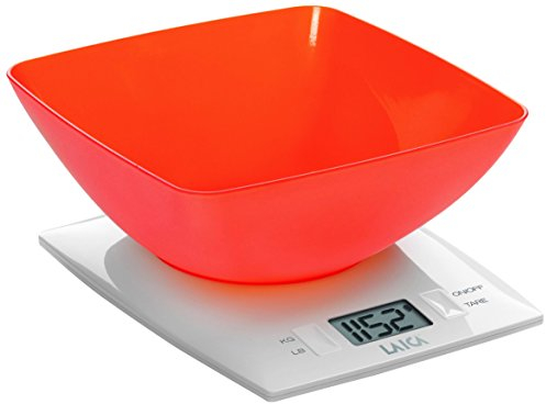 Laica KS1012 Bilancia da Cucina Elettronica, 3 kg, Ciotola Arancio, orange, white, plastica