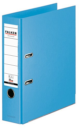 Original Falken Chromocolor Premium-Ordner. Made in Germany. Kunststoffbezug außen und innen 8 cm breit DIN A4 Pastell-Farbe hellblau Ringordner Aktenordner Briefordner Büroordner Plastikordner | Made in Germany Kunststoffbezug außen und innen