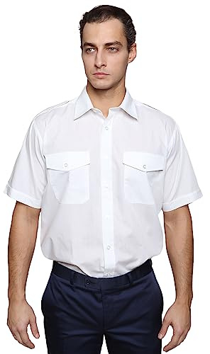 Mirabella Health & Beauty Men's Pilot Shirt Short Sleeve White 16''
