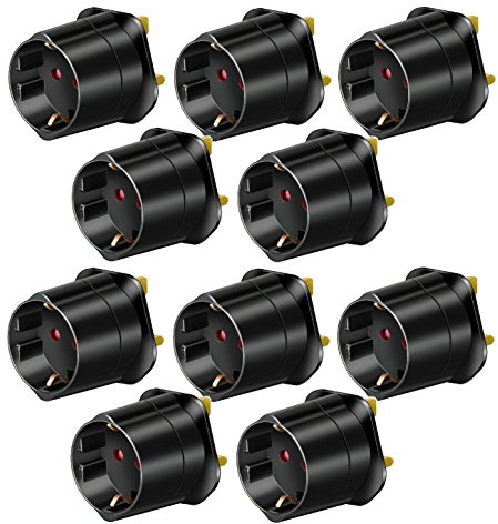 10er Maxi Sparpack Brennenstuhl Reisestecker Adapter, Steckdosenadapter Reise (Für: England Steckdose und Euro Stecker) Farbe: schwarz (10 Stück)