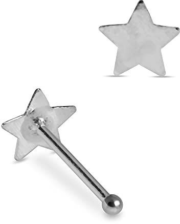 Monster Piercing 5 Stück Mutlipack Nasenpiercing Sterne 925 Sterling Silber flache Sterne 22 Gauge Knochen Stud Piercing Nase