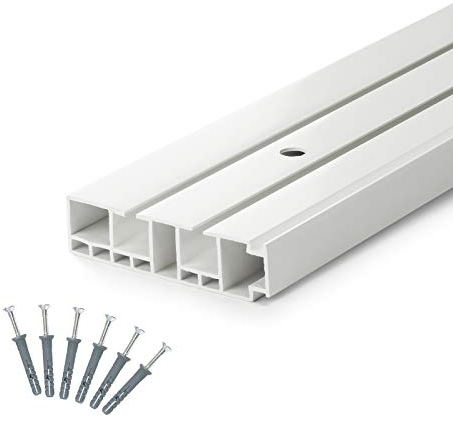 DQ-PP GARDINENSCHIENE | 500cm | PVC | 2-läufig | Weiss | inkl. Befestigungsmaterial | 5m (2 x 150cm + 2 x 100cm + 3 x Verbinder) | Gardinen Schiene Vorhangschienen