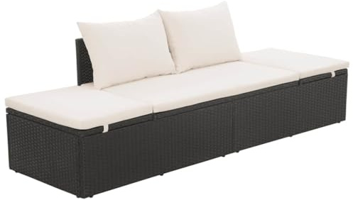 vidaXL Sonnenliege Poly Rattan Stahl Gartenliege Liegestuhl Relaxliege Liege