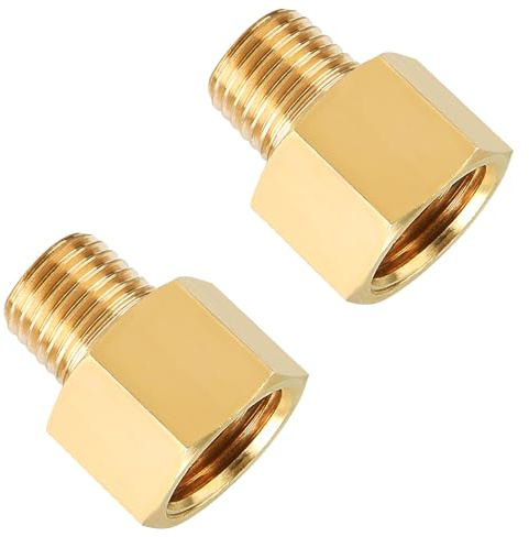 SUNGATOR 3/8 Inch Female to 1/4 Male Reducer, NPT Brass Pipe Fittings Adapters, 1/4 Male to 3/8 Female NPT Reducer Adapters, Brass Pipe Extension Connectors, Pack of 2