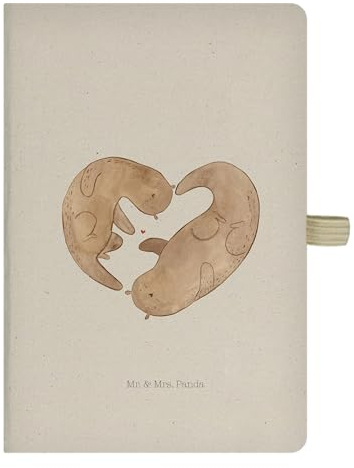 Mr. & Mrs. Panda Skizzenbuch Otter Herz - Geschenk, Liebe, notizbuch, Notizheft, Reisetagebuch, Hochzeitstag, Journal, Tagebuch