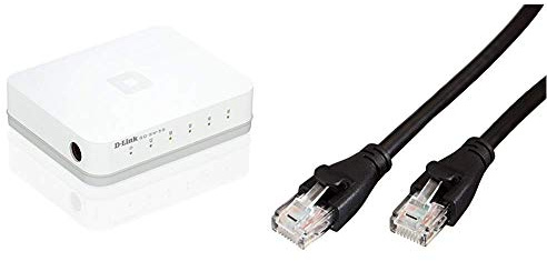 D-link GO-SW-5G Mini Switch Gigabit 5 Ports Ethernet Blanc & Amazon Basics Câble réseau Ethernet RJ45 catégorie 6-3 m