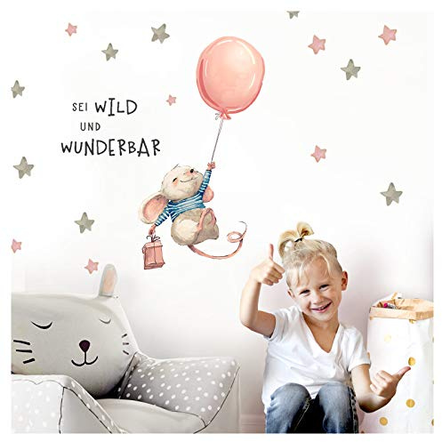 Little Deco Wandtattoo Sei wild & Maus mit Luftballon DL314 L - 40 x 79 cm (BxH)