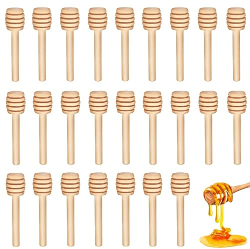 Jieddey Honiglöffel,50 PCS Mini Holz Holzlöffel Honig Marmelade Honig Dipper Kleine Honeysticks zum Sammeln von Honigsirup Melasse Kaffee Milch Dispense Drizzle Honig 3 Zoll