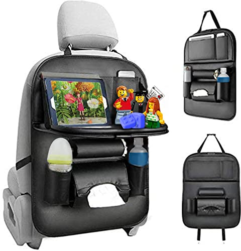 hifrom Auto Rückenlehnenschutz, Rücksitzschutz, Wasserdicht Autositz Organizer mit faltbarem Tablethalter, Rücksitz Organizer Auto mit 8 Sacks, Auto Aufbewahrungstasche für Kinder, Schwarz