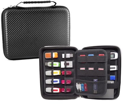ZLiT Funda de Almacenamiento para Unidad Flash USB, Carcasa Rígida de EVA, Organizador Electrónico para Tarjeta SD de Memoria y Unidades de Pulgar