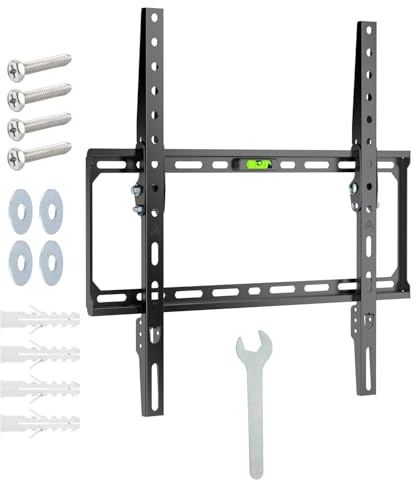 ARLI TV Wandhalterung Slim 32-75 Zoll | Flach & platzsparend | Neigbar bis -8° | Wandabstand nur 22 mm | VESA 50x50 bis 400x400 | Belastbar bis 45 kg | Wandhalter Für LED LCD OLED Curved TVs