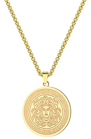 Chereda Mythology Medusa Gorgon Halskette für Damen Herren antik griechisches Symbol Edelstahl Schmuck Pagan Halskette Geschenk, Edelstahl