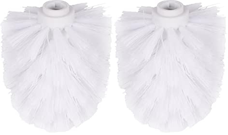 2 testine di ricambio per scopino per WC, resistenti e rotonde, in plastica, universali, adatte per spazzole con un diametro di 12 mm (bianco)