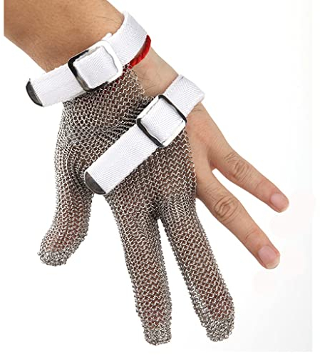 Kettenhandschuh Sicherheitshandschuhe for Schneiden von Glas, schnittfeste Handschuhe, weiche und rutschfeste Edelstahlring-Kettenhandschuhe, universell for linke und rechte Hand ( Size : A pack of on