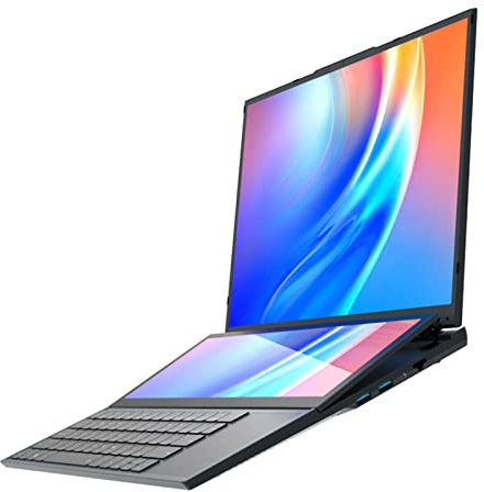 Garsent Laptop a Doppio Schermo, Laptop Aziendale con Display Touch da 16 Pollici, Display HD 1920x1200, CPU I7, 16 GB di SSD da 128 GB, 13600 mAh, per Win 10/11