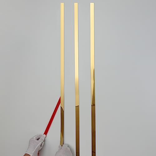 Taaizau Goldmetallisierte Zierleiste mit spiegelähnlicher Oberfläche, Abzieh- und Klebestreifen für Spiegelrahmen, Wand, Kamin und Heimwerkerdekoration (10m x 2cm)