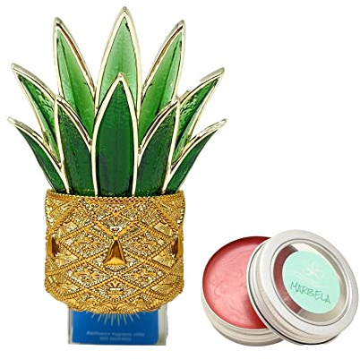 Bath and Body Works Plug Glassy Plant Nightlight Wallflowers Fragrance Plug and a Strawberry Lip Balm