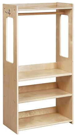 ECR4Kids TrendiTot Clothing Rack with Adjustable Shelves, Kids Wardrobe, Natural