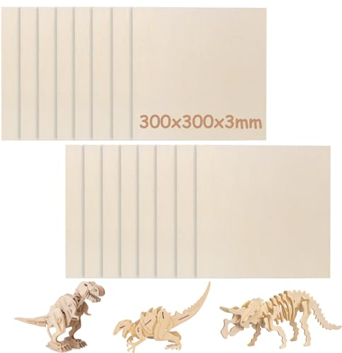 AKOLAFE 16 Stück Bastelholz Sperrholz 300x300x3 mm Natürliche Lindenholz Platten A4 Holzbretter zum Basteln Dünne Holzplatte Rechteckiges A4 Naturholz für DIY Handwerk, Malen, Modell, Dekor