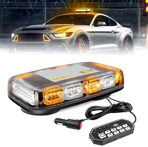 OPP ULITE Beacon stroboscope Light blanc ambre interrupteur, Mode 20-clignotant, 48pcs Led, toit Top Hazard Flash feux d’avertissement d’urgence pour véhicules camions chasse-neige