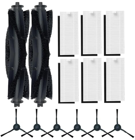 Donkivvy 14 Pcs Replacement Accessories Kit for Lubluelu SG60 SL60D Robot Vacuum, 2 Main Roller Brush, 6 HEPA, 6 Side Brushes