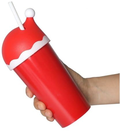 Luxylei 600 Roter Weihnachtsmann-Becher Aus Kunststoff, 590, Weihnachtsmütze-Becher Deckel Und Strohhalm, Wiederverwendbarer Weihnachtsbecher Für Erwachsene Und Kinder