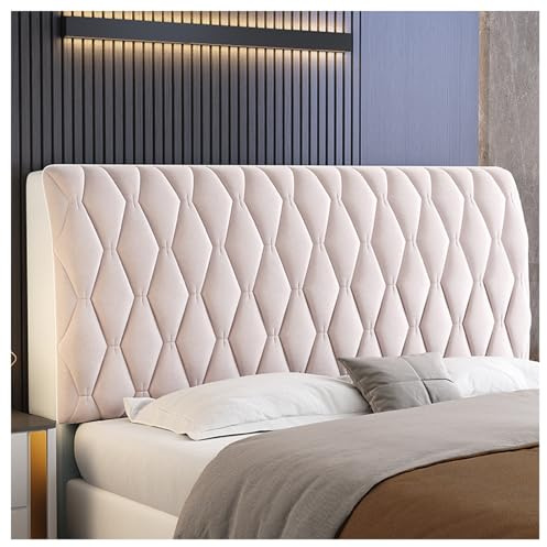 GOFOHIMI Samt Kopfteil Abdeckung für King Size, Queen und Twin Bett - Vollstaubdicht Protektor Slipcover, Beige, 190cm
