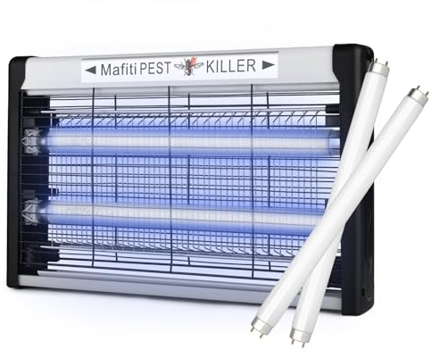 Mafiti Lampada Zanzare 20W 3200V | 4 Lampade UV | Eliminatore di Insetti Elettrico per Interni ed Esterni | Trappola per Mosche, Zanzare, Insetti Volanti