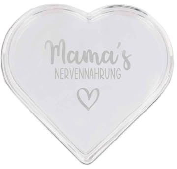 GRAVURZEILE Herzdose aus Glas mit Gravur - Mamas Nervennahrung - Geschenke für Mama - Eignet sich ideal als Keksdose und Schmuckkästchen - Geschenkidee zum Muttertag und Geburtstag
