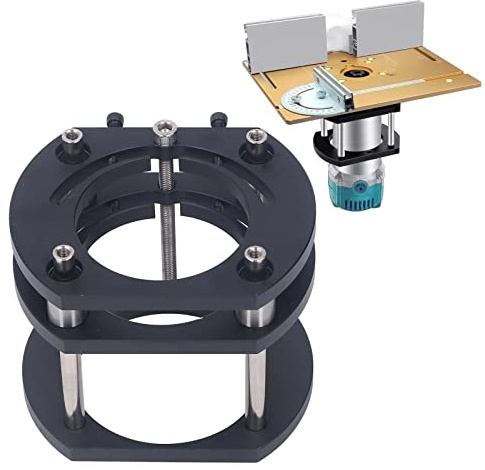 Frästisch Lift für Oberfräsen, Aluminium, höhenverstellbar, 64-66mm | Hebeplattform aus Metall, 54mm Hub, 4-Klauen-Griff, verstellbare Fräshöhe von oben, für Präzisions-Holzbearbeitung, inkl