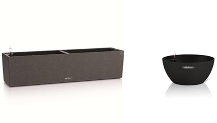 Lechuza BALCONERA Stone 80 graphitschwarz 15662, 79x19x19 cm & CUBETO Stone 30 Graphit schwarz 13832